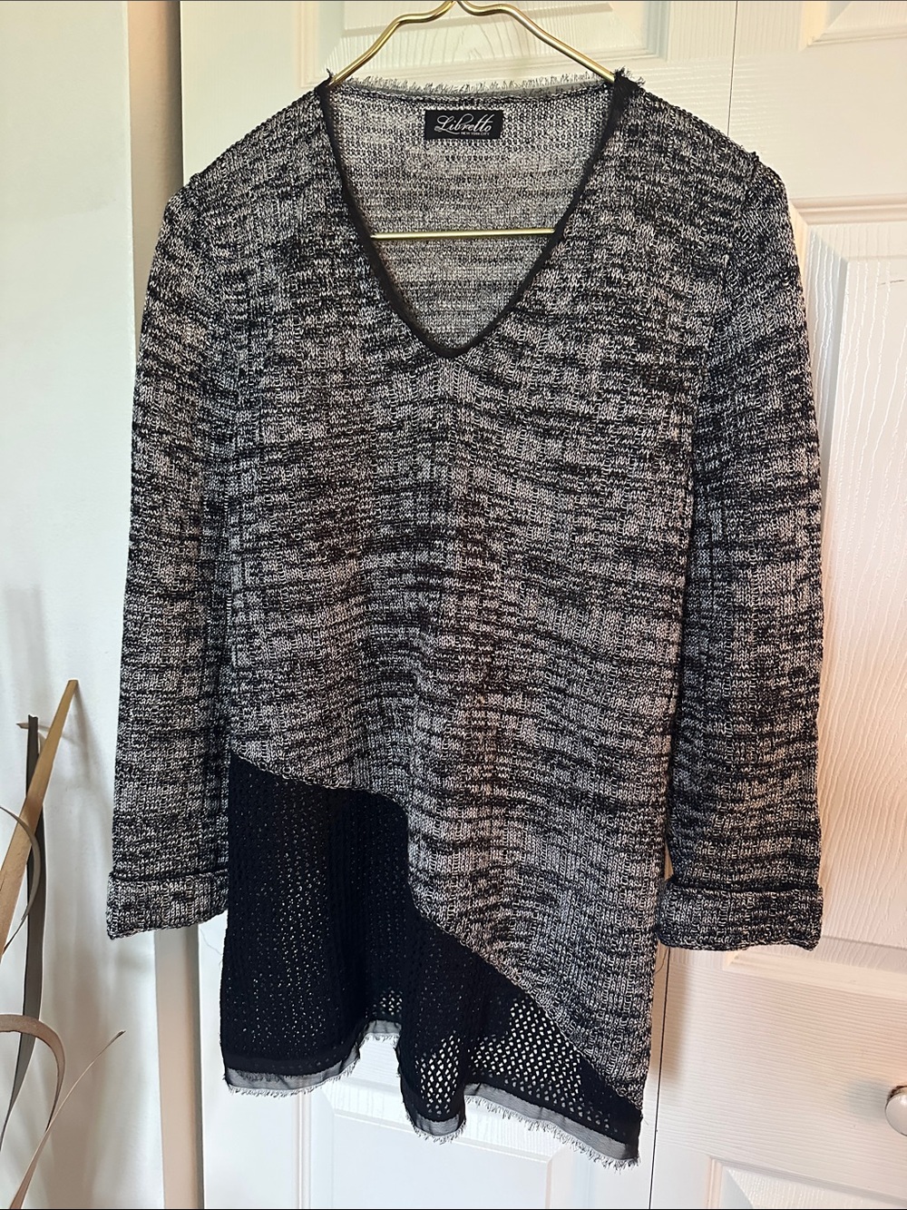 Black & White V-Neck Sweater